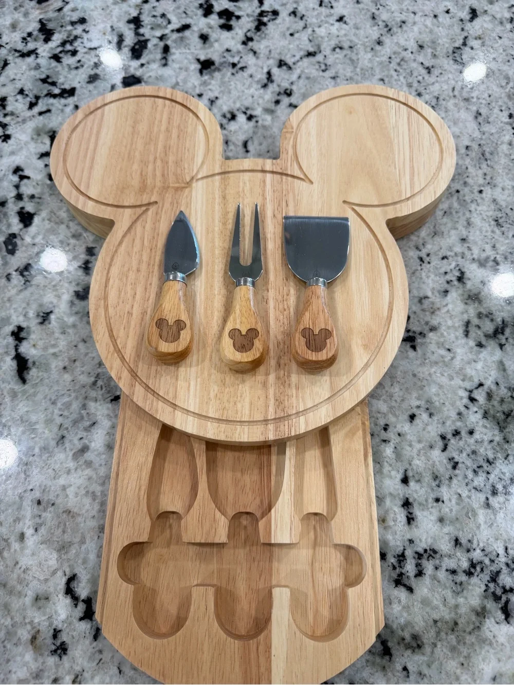 Disney Charcuterie Board with Utensils in Drawer Never used